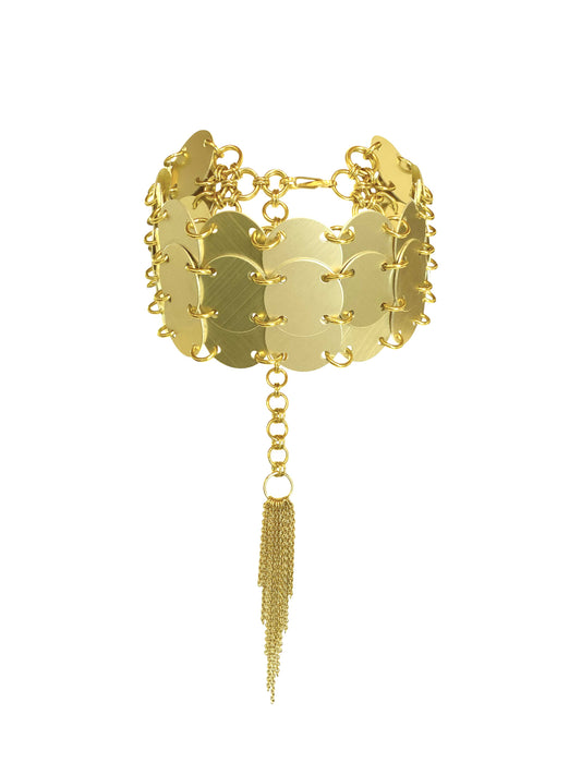 Eco-friendly gold metal choker, handmade in Ibiza from recycled aluminum, vegan and non-tarnish